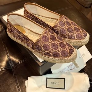 Brand New Gucci Heritage Espadrilles Flats Shoes Size 9 / 40 Authentic!